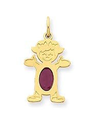 14k Yellow Gold Girl 6x4 Oval Genuine Ruby-Jul. Metal Wt- 0.6g
