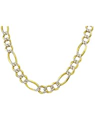 14k Solid Gold 20" White Pave Figaro Chain 4.70mm wide