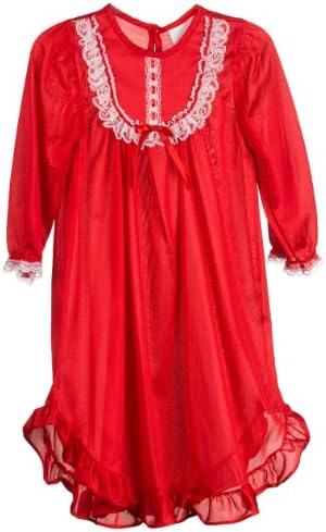 Laura Dare Girls Red Long Sleeve Nylon Pajama Gown