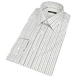 Bagutta Elegant White & Gray Striped Cotton Dress Shirt
