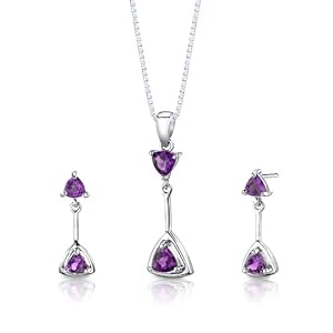 Sterling Silver 1.50 carats total weight Trillion Cut Amethyst Pendant... by