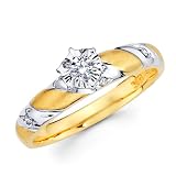 Diamond Engagement Ring 14k Multi-Tone Gold Womens Bridal (0.14 Carat)