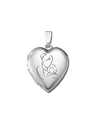 14k White Gold "Mom and Daughter" Locket 3/4 inch x 3/4 inch in Solid 14K White Gold