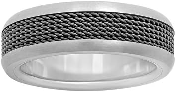 Men's 7.5mm Black Mesh Titanium Wedding Band (Size 10.5)