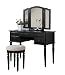 Bobkona St. Croix Collection Vanity Set with Stool, Dark Cherry