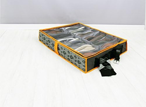 Samsonite 10 Section Under The Bed Shoe Organizer, Charcoal/Orange