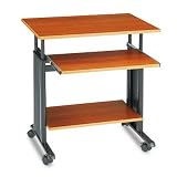 Adjustable Height Workstation- Cherry/ Black