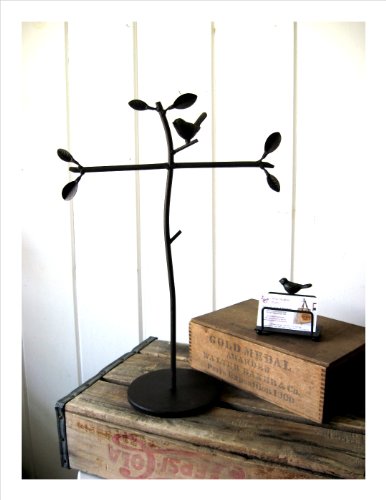 Claudia- Necklace Stand Jewelry Display- 19 Inch with Bird, Branch, Leaves