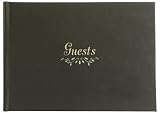 Leather Guest Book, Black, Hard Cover, Gold Edge Sheets, 10x8
