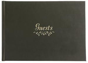 Leather Guest Book, Black, Hard Cover, Gold Edge Sheets, 10x8"