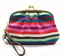 AUTHENTIC COACH MULTI STRIPE KISSLOCK FRAME WRISTLET