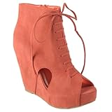 Hailey Jeans Co Womens Cut-out Lace-up Wedge Bootie