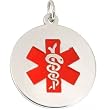 Medical ID Information Charm Sterling Silver 25mm