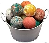 SPLENDEUR SPRING Bucket O'LUSCIOUS Bath Bomb Fizzes(12)-NEW Singly Wrapped-2"Diam-Pamper You-Gift-USA Handmade-QUALITY-Skin Moisturizer-ORGANIC-NATURAL-SHEA Butter-Coconut Oil+FREE Essential Oil Book!