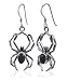 Black Onyx Stering Silver Widow Spider French Ear Wire Hook 1.5" X 0.5" Dangle Earrings