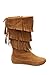 Link Candice-16Ka Girls Mid Calf 3 Layer Fringe Boots,Tan,9