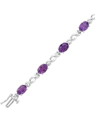 Amethyst and Diamond Sterling Silver Twist Bracelet