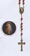 Rose Petal Scented Rosary - Divine Mercy Centerpiece - Byzantine Cross - 18in. Chain - Matching Case - IMPORTED FROM ITALY