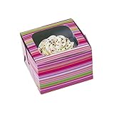 Wilton Single Striped Cupcake Box, Holds 1 Standard Cupcake