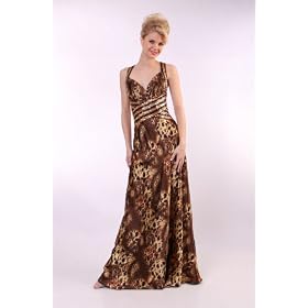 123 LEOPARD SATIN EVENING PARTY PAGEANT PROM DRESS
