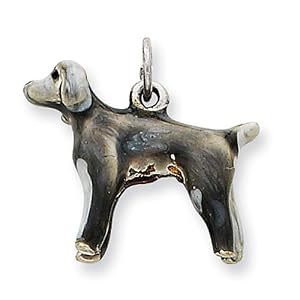 Sterling Silver Enameled Weimaraner Charm