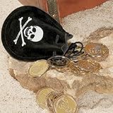 One Dozen (12) Pirate Drawstring Bags with Gold Coins
