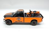 1999 Ford F-350 Pickup Truck 1/27 With Harley Davidson 1936 El Knucklehead Motorcycle 1/24 Orange/Black #1