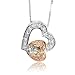 Jewelry : 14k Two Tone Gold White and Rose Pink Diamond Heart Pendant Necklace (HI, SI-I, 0.25 carat)