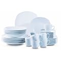 Domestic 920762 Cosmo Porzellan Kombiservice 30-teilig mit je 6 Tassen, Untertassen, Dessertteller,Teller tief, Teller flach
