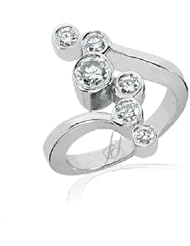 0.75 Ct Round Diamond Bezel Set Right Hand Ring 14K WHITE GOLD SI2-H