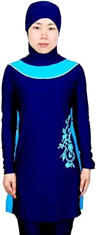 Doraer Muslim Swimsuit Swimwear Islamic Full Cover Modest Swimwear Beachwear Burkini (XX-Large, Blue)