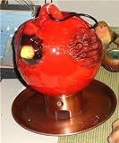 Chubby Cardinal Ceramic Birdfeeder w/ Metal Base Birding Outdoor Decor