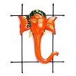 Resin Abstract Orange Ganesh Head on Metal Frame Wall Hanging