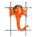 Resin Abstract Orange Ganesh Head on Metal Frame Wall Hanging