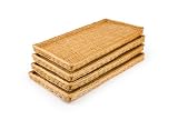 Set of 4, Hand Crafted Woven Wicker Trays - 32w x 2h x 17d