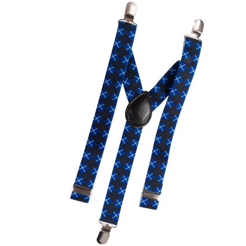 AJ Accessories Youth Boys Argyle Suspenders (Blue & Black)