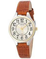Carriage Womens C3C401 Two-Tone Round Case Champaign Dial Brown Croco Leather Strap Watch
