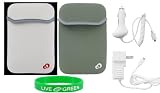 Non-OEM Amazon Kindle 2 Neoprene Sleeve Case with Car and Home Charger - Reversible Grey White