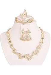 Women Hollow Out Big Choker Necklace Earring Ring Bracelet Jewelry Set