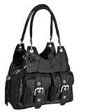 Nicole Black Front Double Pocket Faux Leather (patent effect) Shoulder Bag