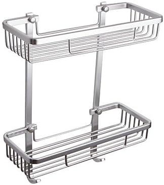 SWIKETYTM 2-Tier Rectangular Tub and Shower Basket Wall Mount, Aluminum