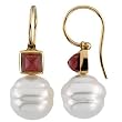 14K Yellow Gold Paspaley South Sea Cultured Pearl and Rhodolite Garnet Earrings - 11.00mm