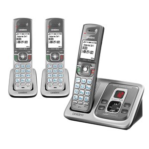 D2380-3 DECT 6.0 Expandable Cordless Phone with Caller ID and Answering System, Silver, 3 Handsets