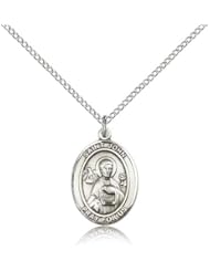.925 Sterling Silver Saint St. John the Apostle Medal Pendant 3/4 x 1/2 Inches Engravers/Printers-8056- Comes with a .925 Sterling Silver Lite Curb Chain Neckace And a Black velvet Box