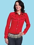 Simple Retro Womens Western with western piping around yokes in Red or Black