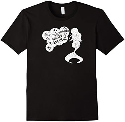 Men's Real Mermaids Smoke Seaweed, Funny Humorous T-Shirts &amp; Gifts Medium Black