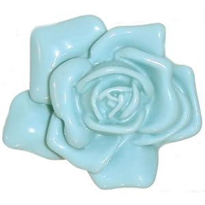 Lucite Flower Ring, Adjustable In Turquoise With Silver Finish