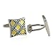 Cuff-Daddy Yellow & Blue Plaid Cufflinks with Presentation Box