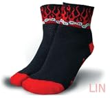 Lin Performance Core Spun Cool Max Cycling Socks, Large, Chains & Flames