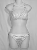 Guess Sparkle White Halter Bikini w/Silver Buckles M